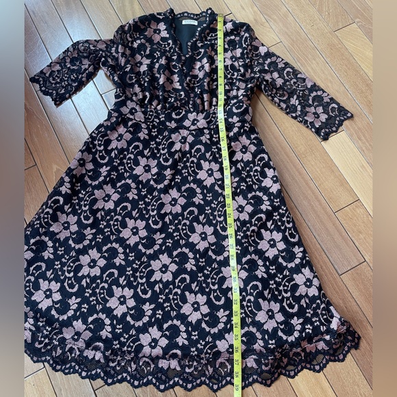 Kiyonna Black Blush Lace Fit & Flare Dress L USA Made with Pockets - Picture 12 of 14